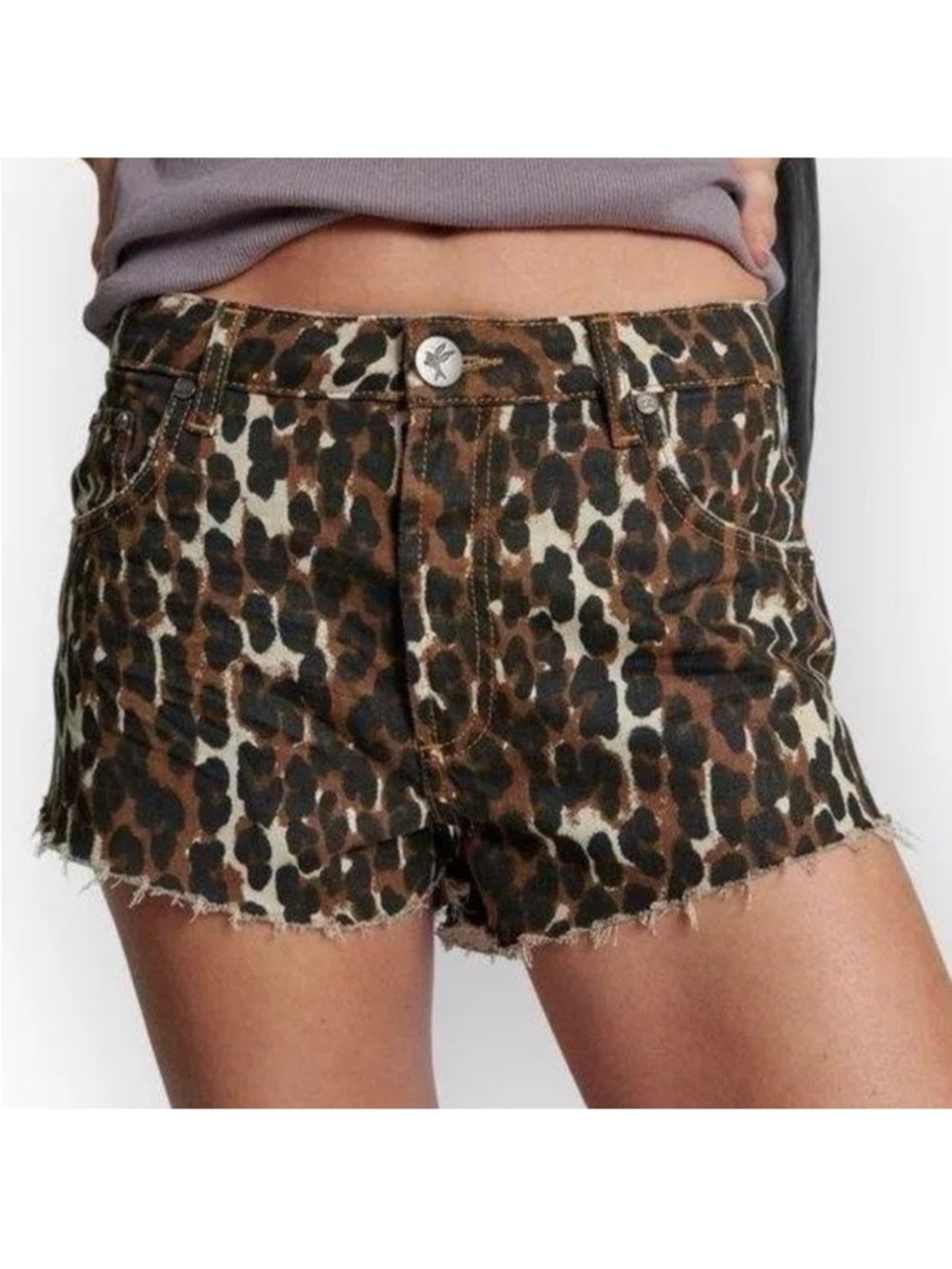 One Teaspoon mini distressed leopard shorts